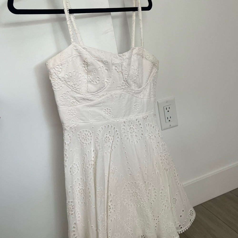 Zara White Embroidered Eyelet Mini Dress